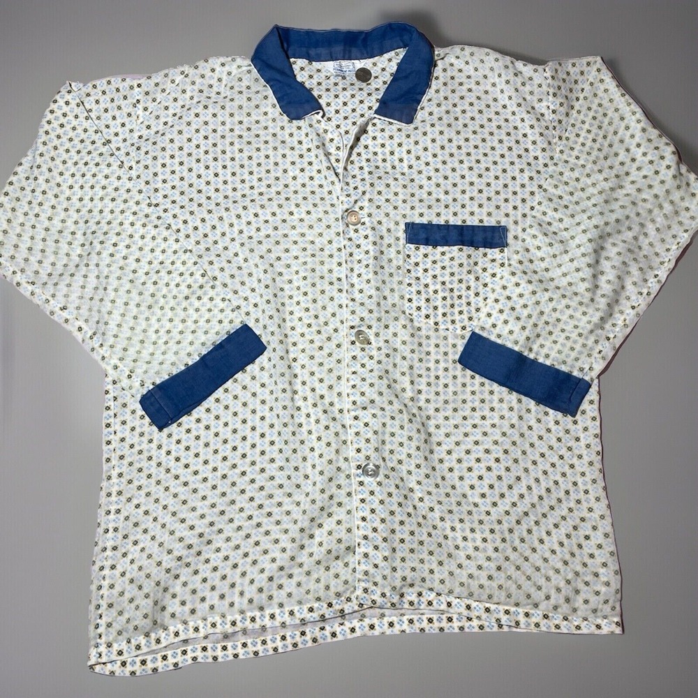 vintage 60s‎ pajamas Top 60s 70s Sleepwear EUC long Sleeve Sleep Shirt